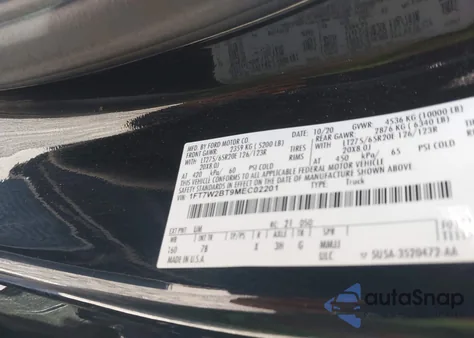 2021 Ford F-250 Platinum from USA, damaged, VIN 1FT7W2BT9MEC02201